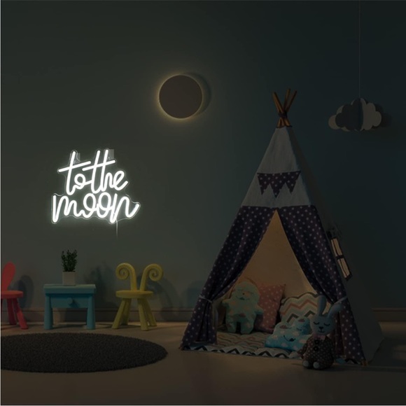 To The Moon White Neon Light Wall Shelf Party Bedroom Decoration Gift/Present - Picture 4 of 7